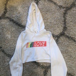 White crop hoodie